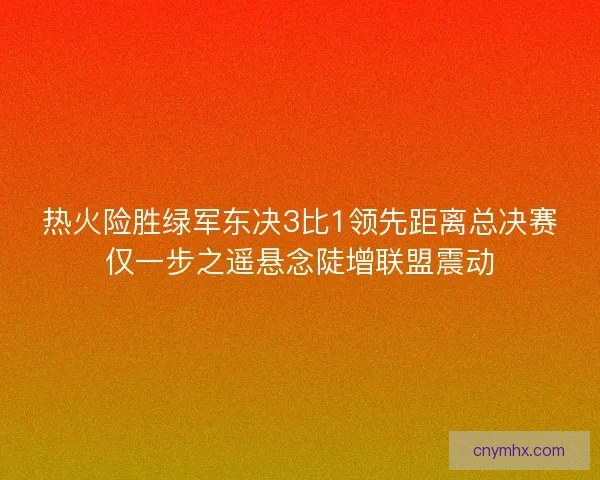 热火险胜绿军东决3比1领先距离总决赛仅一步之遥悬念陡增联盟震动 热火险胜绿军东决3比1领先距离总决赛仅一步之遥悬念陡增联盟震动