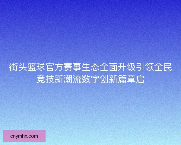 街头篮球官方赛事生态全面升级引领全民竞技新潮流数字创新篇章启