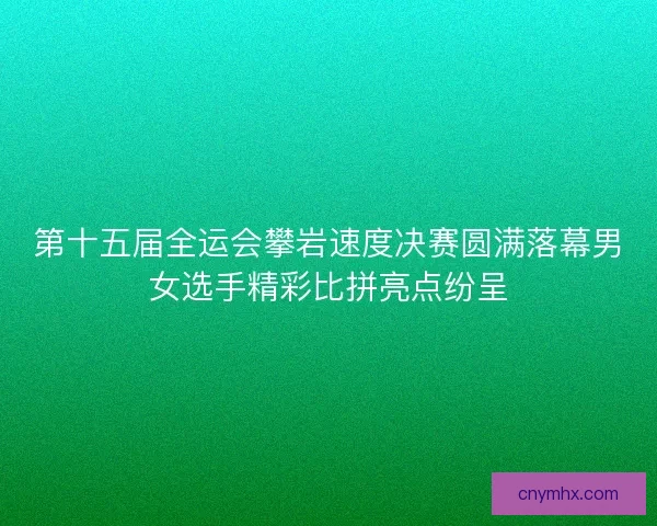 第十五届全运会攀岩速度决赛圆满落幕男女选手精彩比拼亮点纷呈