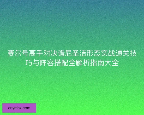 赛尔号高手对决谱尼圣洁形态实战通关技巧与阵容搭配全解析指南大全